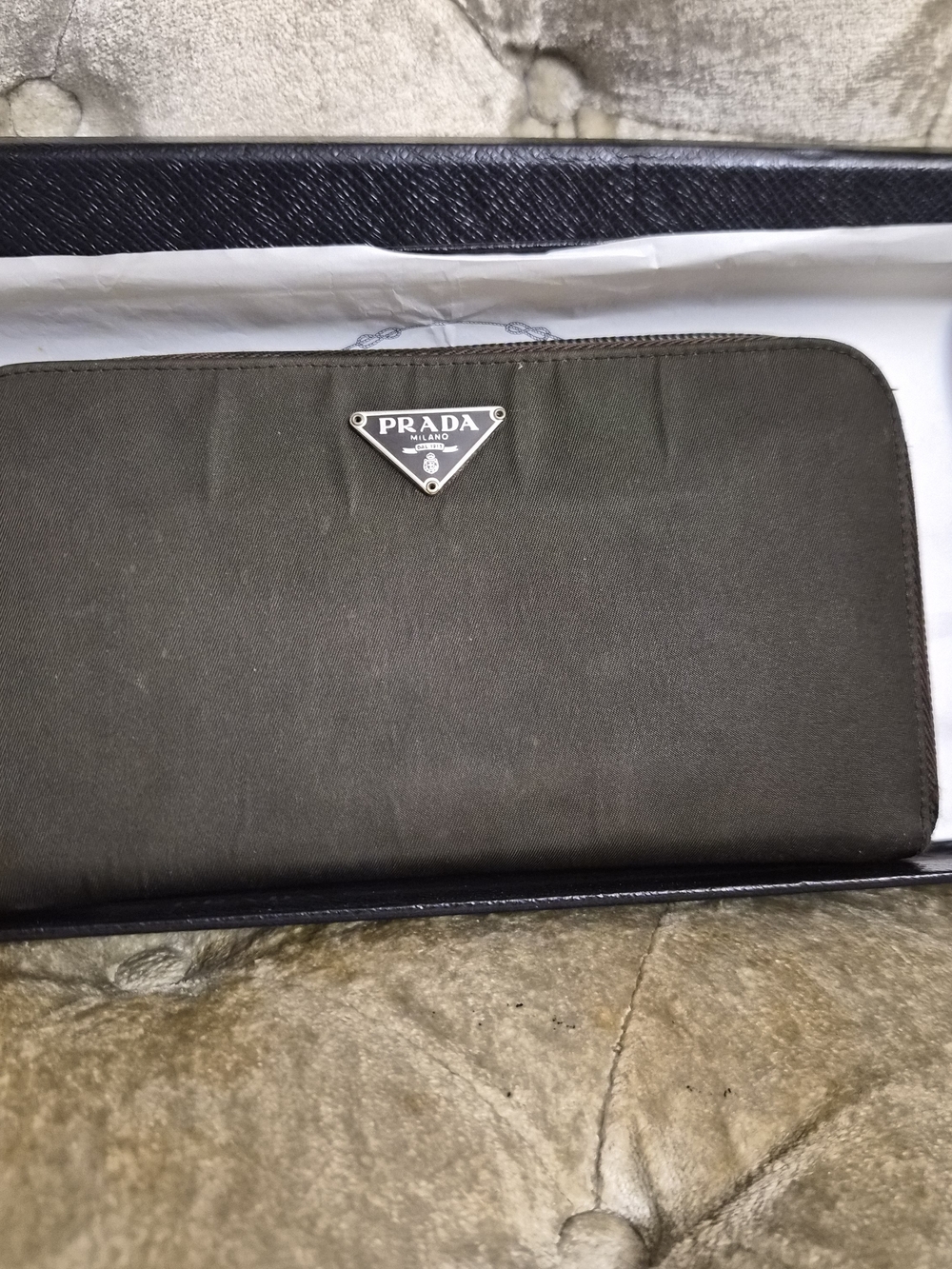Prada Men’s Olive Green Zip Wallet
